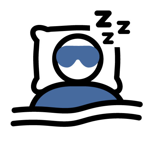 graphic depicting a person sleeping in a bed