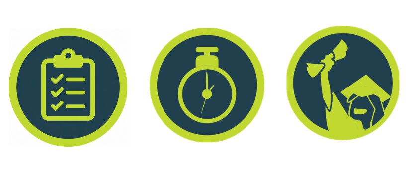 Three circular icons 