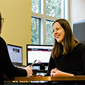 A National Fellowships advisor and student in a meeting