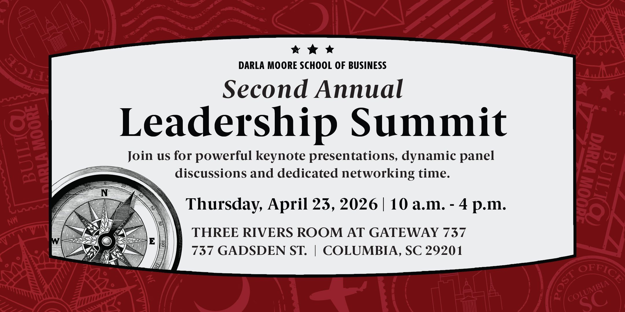 Moore Leadership summit, Thursday, April 23 from 10 a.m. to 4 pm. at the Three Rivers Room at Gateway 737