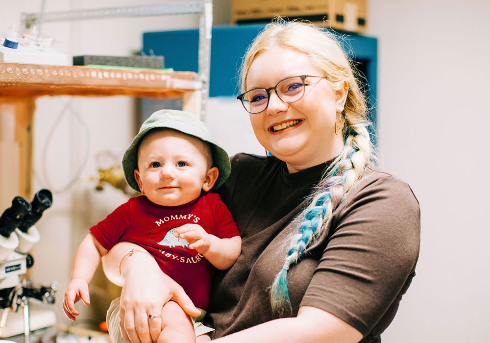 Sarah Davis poses with her son, Sam.