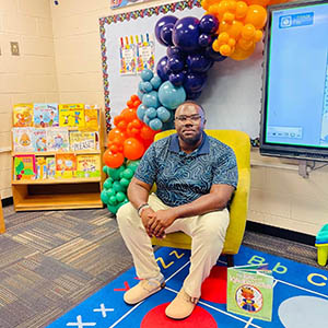 Kindergarten teacher Keith Heyward in his classroom