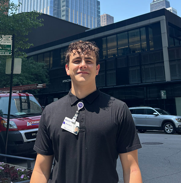 Benedek Horovitz on a street in Chicago.